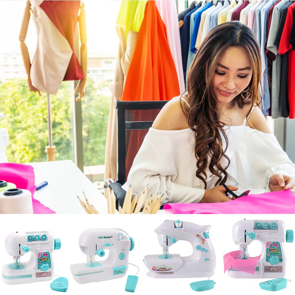 Simulation DIY Electric Mini Sewing Machine Children Household Pretend Play Toy Children Portable Interactive