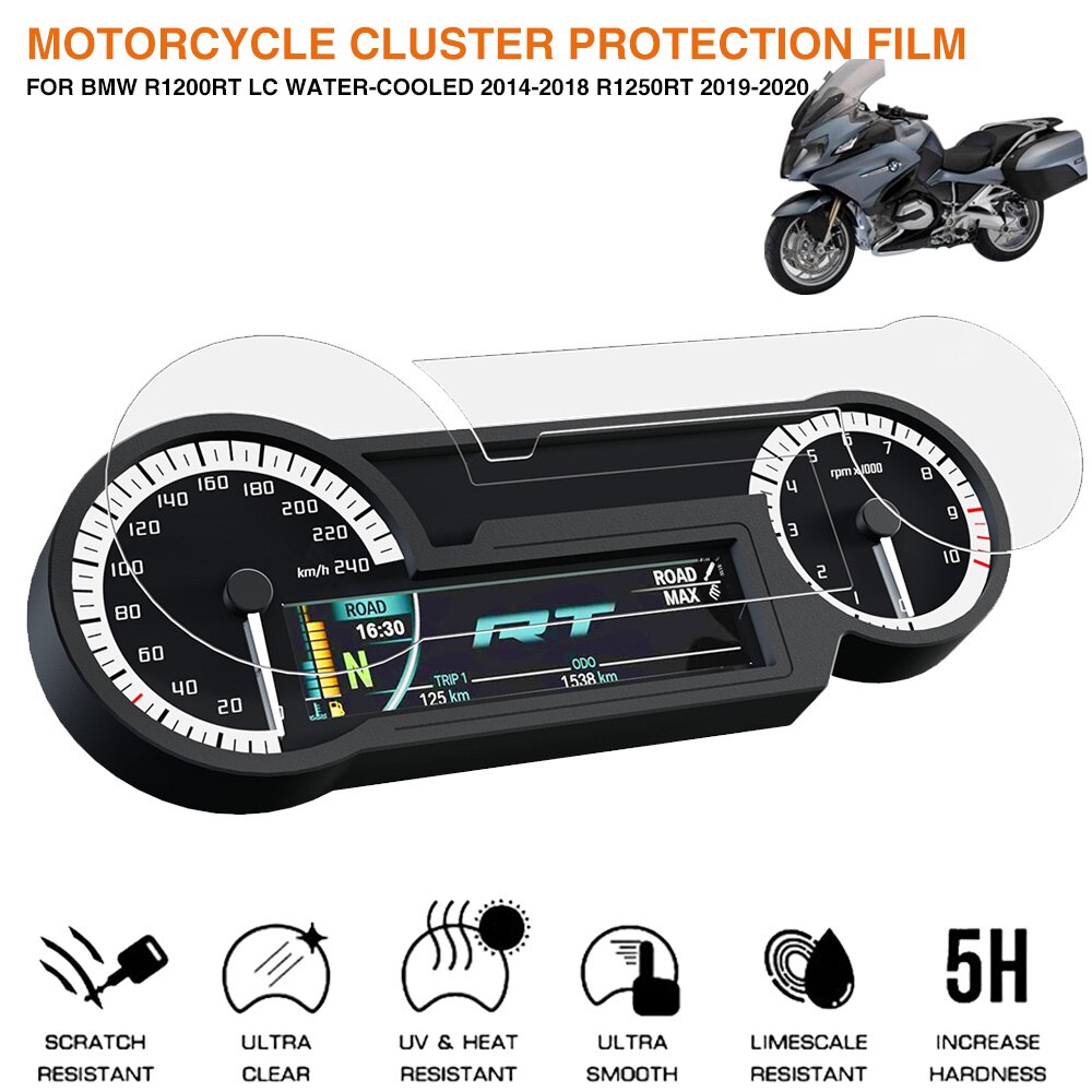 Bmw  r 1200 rt r1200rt lc vesijäähdytteiselle  r1250rt r 1250 rt klusterin naarmuuntumissuojakalvolle näytönsuoja