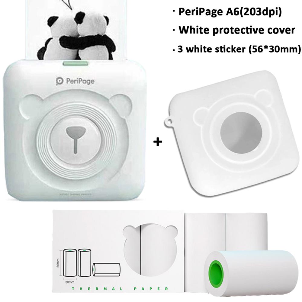 Peripage A6 203/304DPI Photo Printer Bliuetooth Wireless Thermal Printer Paper Sticker Label Printer Paper for Android iOS PC: Set-4