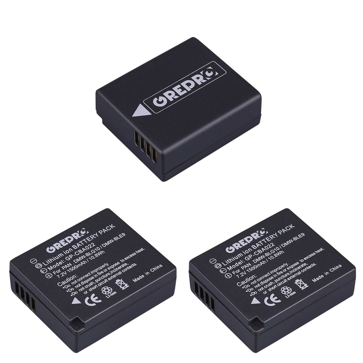 Batterie et chargeur pour Panasonic Lumix DMC TZ100 TZ80 TZ90 GX80 GX9 GX7 LX100 Mark II, 1500mAh, DMW-BLG10 DMW BLE9 BLE9E BLG10: 3 x Battery