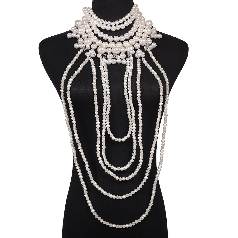 Miwens Luxe Unieke Gesimuleerde Pearl Body Kettingen Sieraden Voor Vrouwen Bridal Wedding Big Verklaring Jewelrys Brand