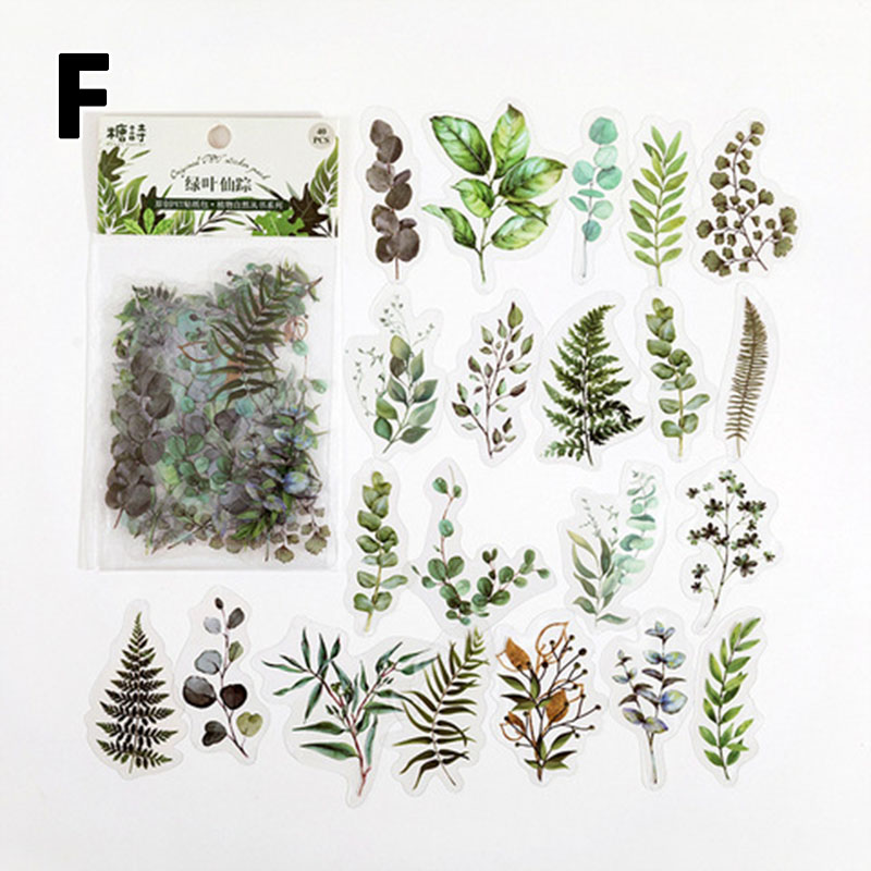 40 stk/pose plante naturlig blomst serie dekorativ dagbog klistermærke scrapbog planlægger dekorativt brevpapir klistermærke til håndkonto: 06