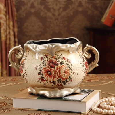Europæisk keramik vase tørrede blomster blomsterarrangement wobble tallerken stue indgang ornamenter bryllup dekorationer: Jeg