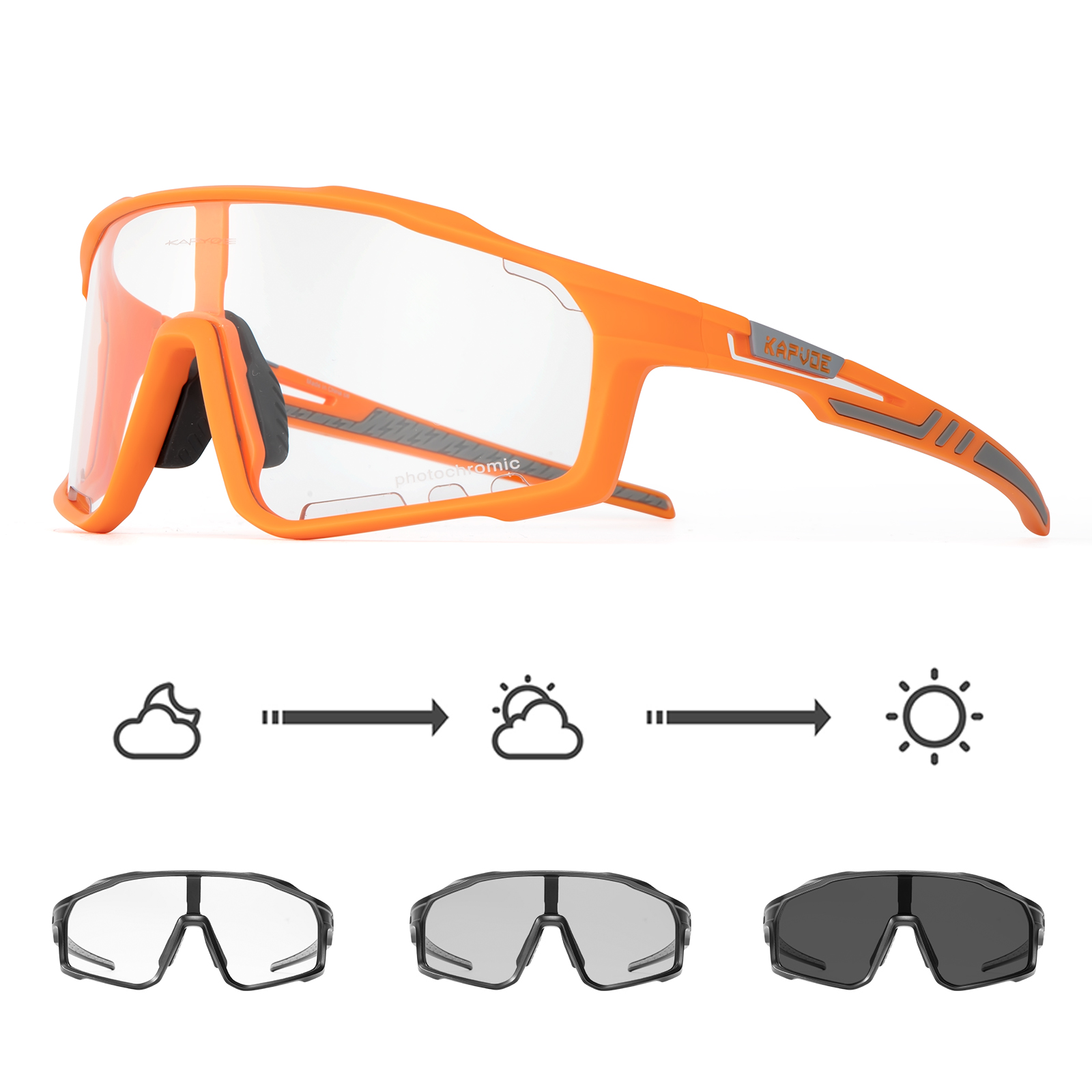 Kapvoe Photochromic Sunglasses Men's Women Sports Cycling Glasses Road Running Goggles MTB Bike Bicycle Mtb Eyewear For Driving