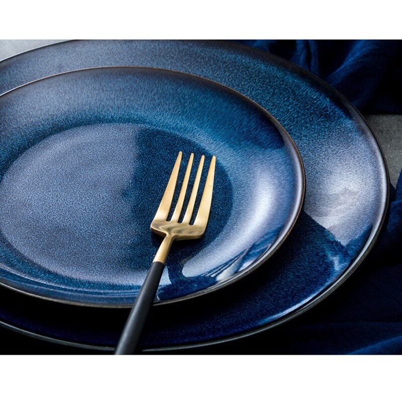 Is krakning glasur keramisk service husholdningsretter ris skåle dampede fisk fade porcelæn blå middagsplader