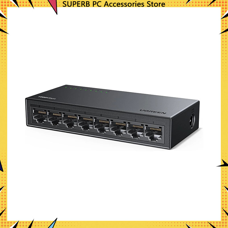 Switch Ethernet UGREEN a 8 Porte Gigabit, Splitter Plug&Play, Montabile a Parete e da Scrivania, Hub di Rete Non Gestito, Accessori
