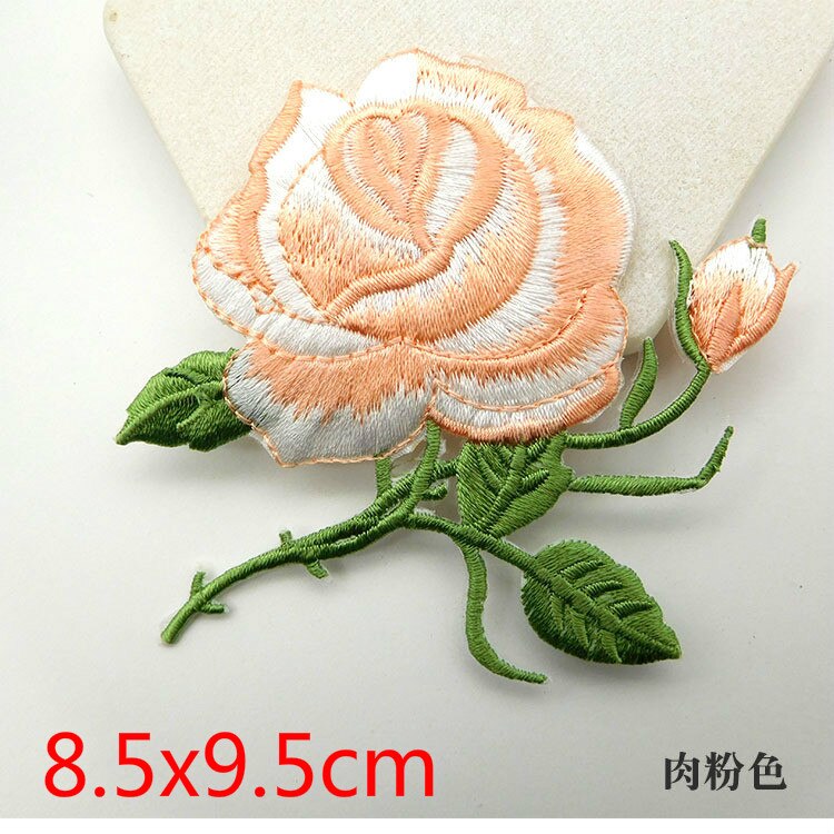 1Pc Rose Bloem Bloemen Patches Voor Kleding Ijzer Op Toepassing Kleding Geborduurde Patchwork Sticker Custom Naaien Accessoires: 5