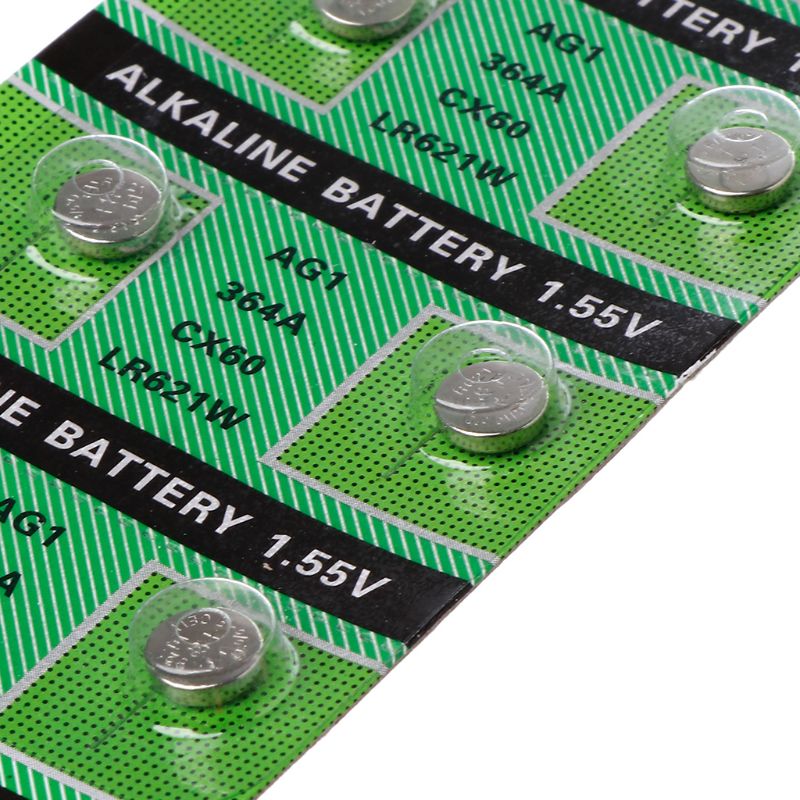 10PCS Watch Battery AG1 1.55V 364 SR621SW LR621 621 LR60 CX60 Alkaline Button Coin Cell Batteries