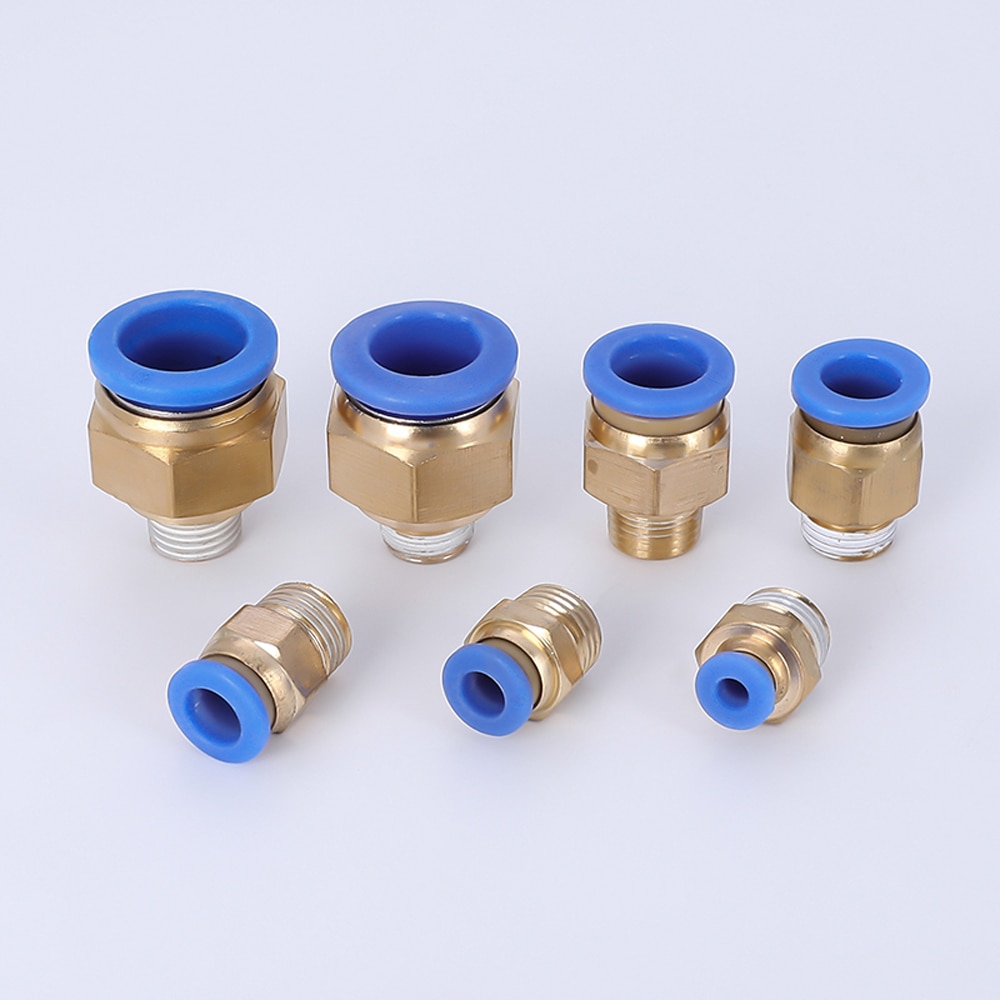 Pneumatic Fittings PC PC4/6-M6/M8/M10/M12 Male Metric Thread Connector Brass Push In Quick Connector Air Fitting Plumbing 10PCS