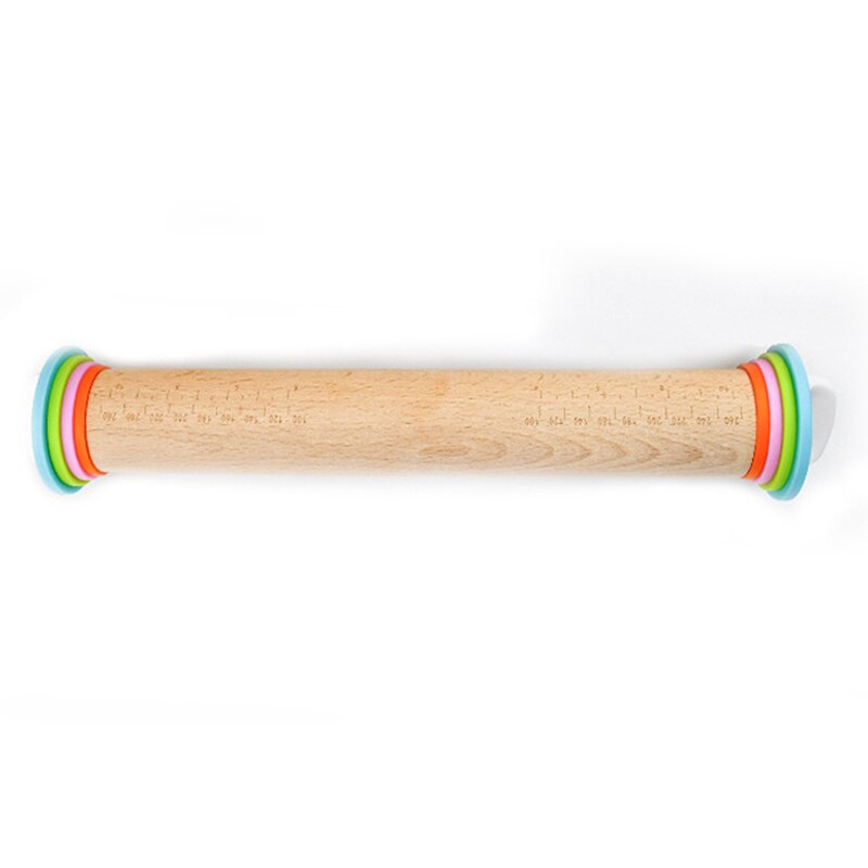 Adjustable Wood Rolling Pin With Removable Rings Kitchen Baking Wooden Rolling Pin With Scaled Flour Pastry Flour Sticks Tools: L