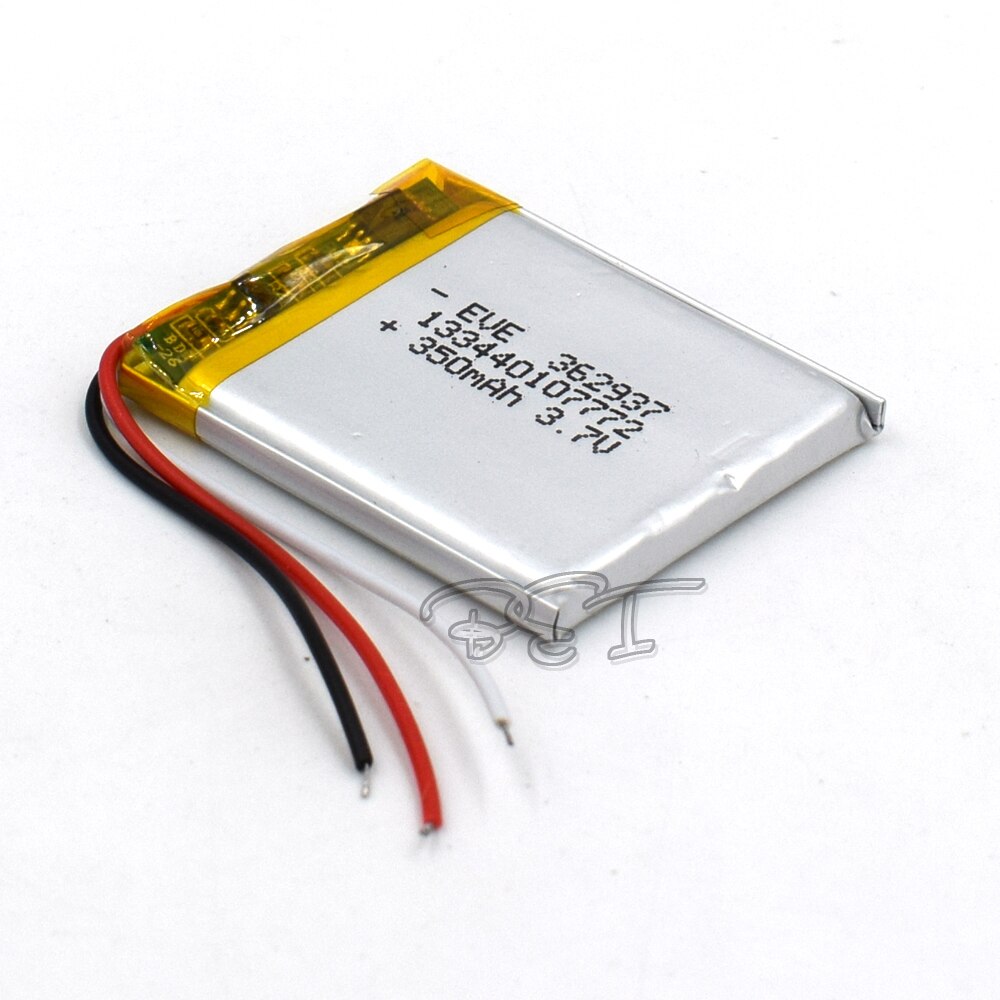 3.7V 350mAH 362937 3 fils li-polymère Rechargeable Lithium Li-ion batterie pour jouet enregistreur GPS MP3 MP4 Bluetooth lunettes Navigato