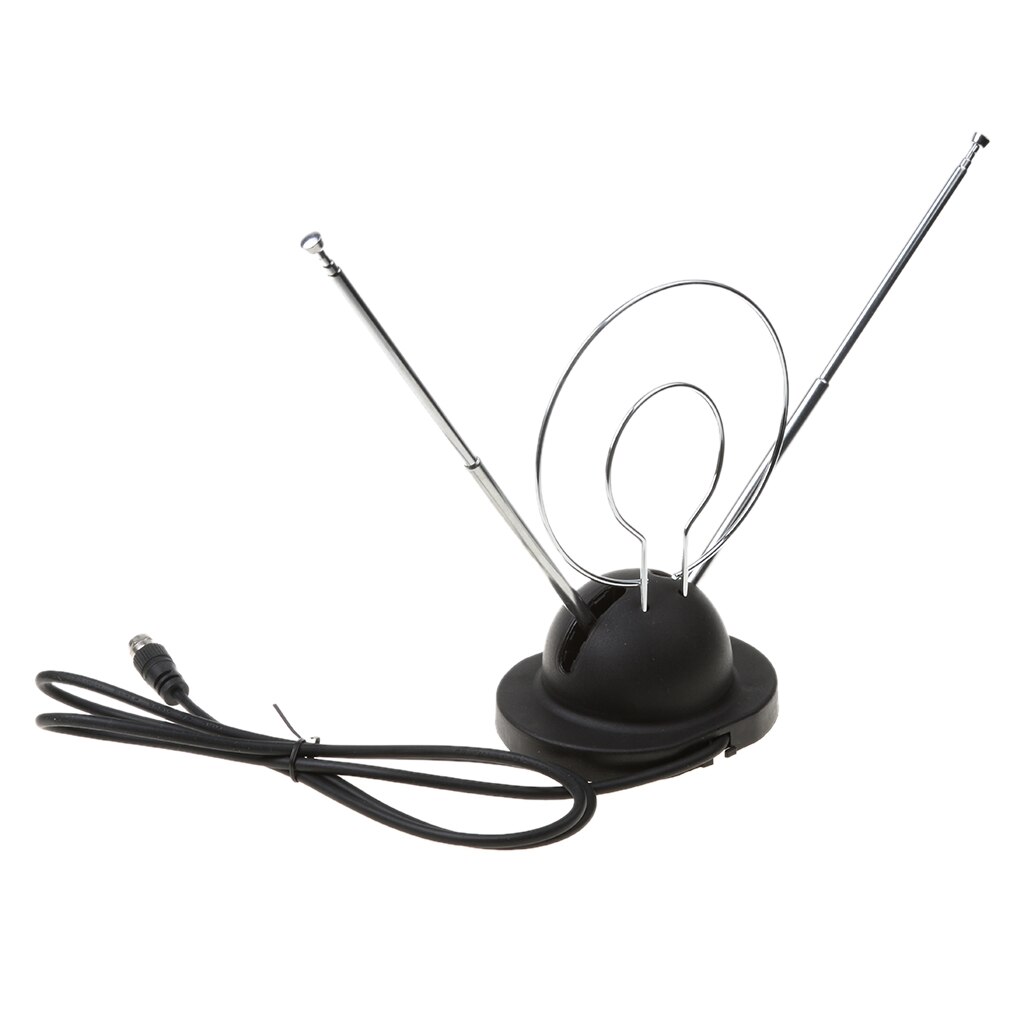 1 Pcs Universele Indoor Konijn Oor Tv Antenne Voor Hdtv Klaar Vhf Uhf Dual Loop Coaxiale 45-860 Mhz 3.94*3.15*9.05 Inch