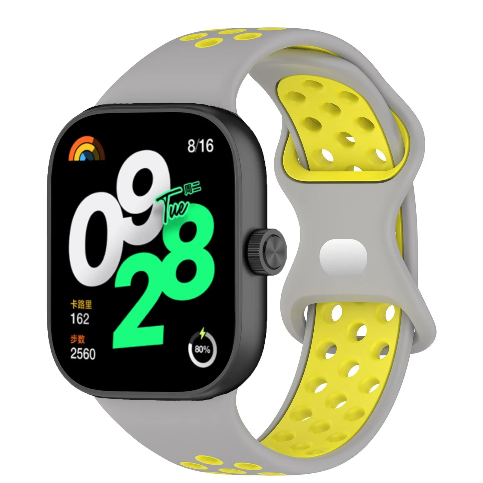 Offizielles Silikonarmband für Redmi Uhr 4 5 Bandzubehör Ersatz atmungsaktives Armbinde Armbinde Xiaomi Band 8 9 Profi Gürtel: Schwarz grau / 12mm