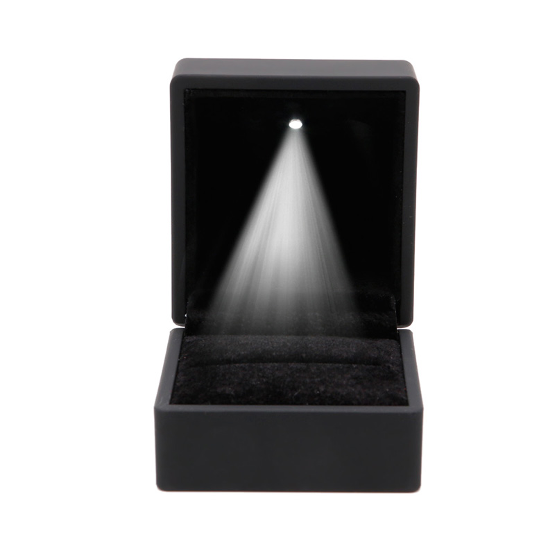 1Pc LED Lighted Earring Ring Box Wedding Engagement Ring Jewelry Display Holder Case (Only Ring Box,Not Included Ring): 9011-Black