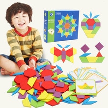 130 Pcs Houten Geometrische Vorm Patroon Blokken Puzzel Doos Speelgoed Uitdaging Iq Kids Creatieve