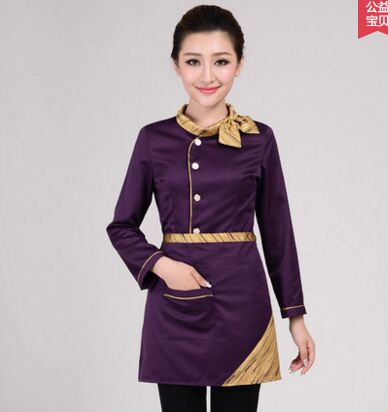 waitress costume chinese waitress uniform restaurant waitress uniforms hotel waitress uniform: women purple / M