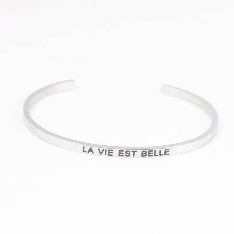 3.2mm Stainless Steel Bangle Engraved you are my sunshine Inspirational Quote Cuff Mantra Bracelet for Women: 6