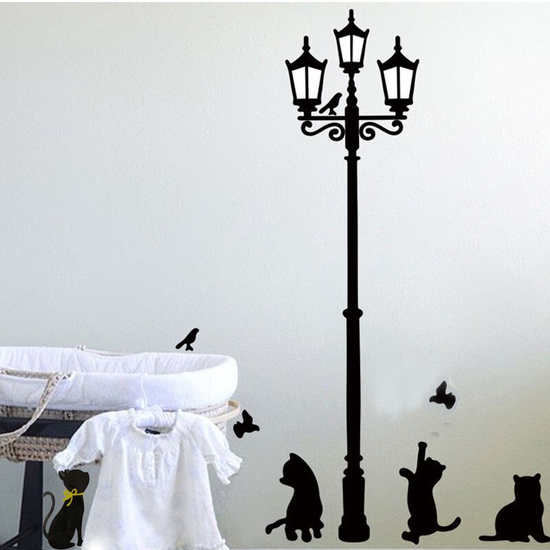 Diy Katten Straatlantaarn Lights Stickers Lamp Toiletpapier Schakelaar Stickers Muurstickers Home Decoratie Slaapkamer Parlor Decoratie H