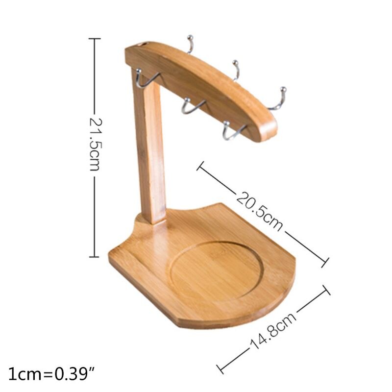 Kopphållare muggställ - bambu kaffekoppställ hemförvaring te mugg och fat display arrangör -rymmer 6 muggar