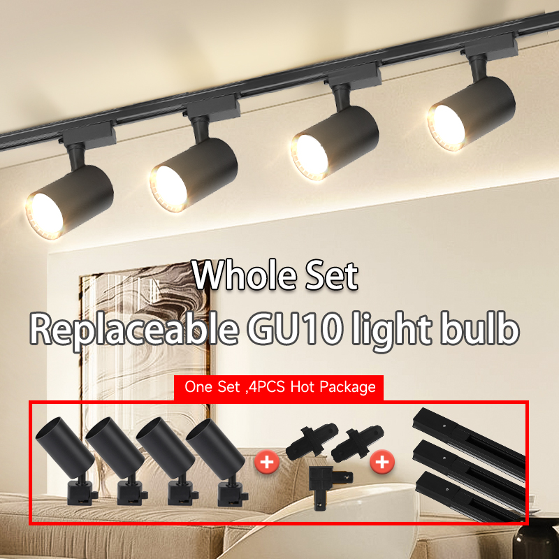 Full Sets Led Track Lights GU10 Ceiling Spot Led Rail Lighting for Living Room Decor 110V 220V Spotlight Wall Track Light Fixtur