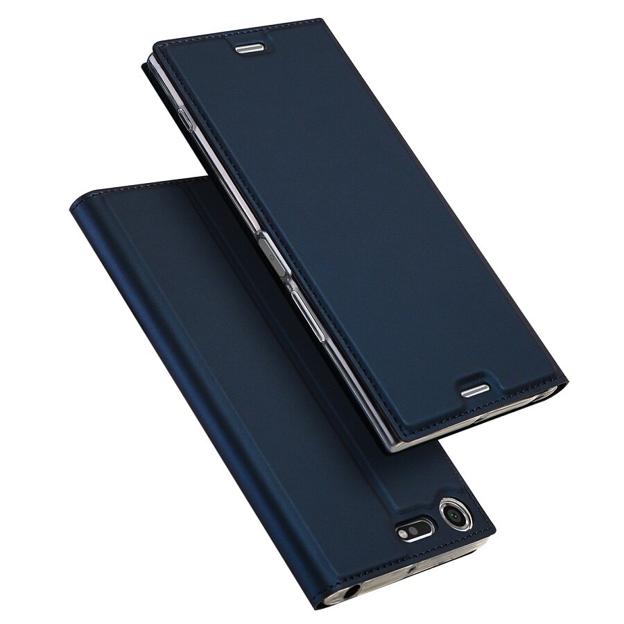 Luxury Leather Flip Case For Sony Xperia XZ Premium Cover Wallet Cover For Sony XZ Premium G8141 Dual Sim G8142 Cases: dark blue