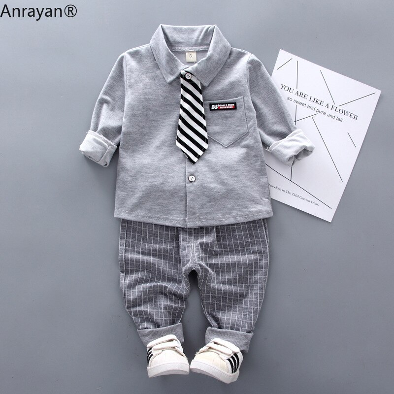 ¡Novedad de primavera ! Ropa Formal para bebés, camisa con lazo de caballero, pantalones, 2 unidades/conjunto de ropa infantil, trajes de ocio de algodón para niños.