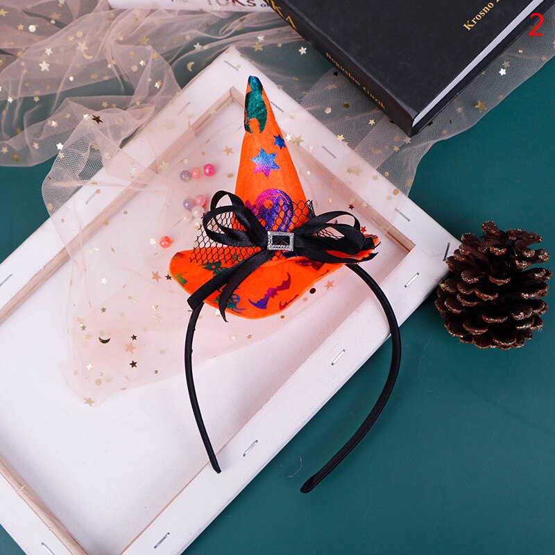 1 Uds Halloween niñas diadema bruja Cosplay tocado con calabaza aro de pelo decoración de: 2
