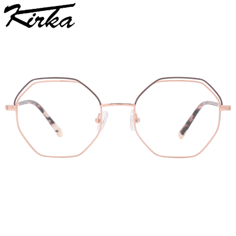 Kirka Metal Glasses Frames Geometric Spectacles Frames for Woman Man Eyeglasses Optic Frame Computer Women Glasses Frame: MW3051 C1