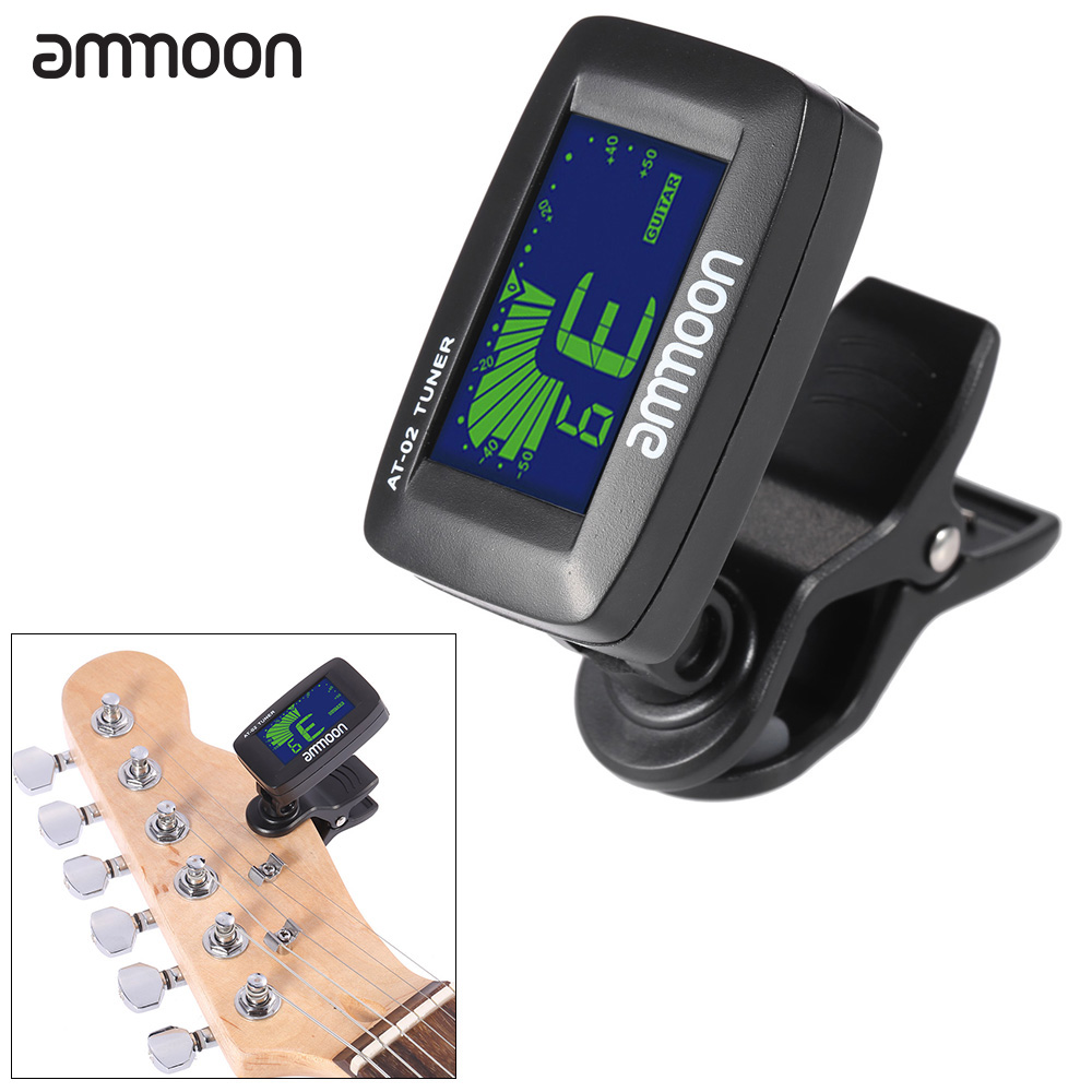 Ammoon AT-02 Top Gitaar Tuner Clip Op Tuner Universele Digitale Elektrische Tuner voor Chromatische Gitaar Bas Ukulele Viool