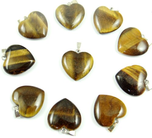 20MM pietra naturale turchesi labradorite quarzo cristallo occhio di tigre ciondolo cuore per gioielli fai da te fare orecchini collana 24 pz: Placcato in Platino