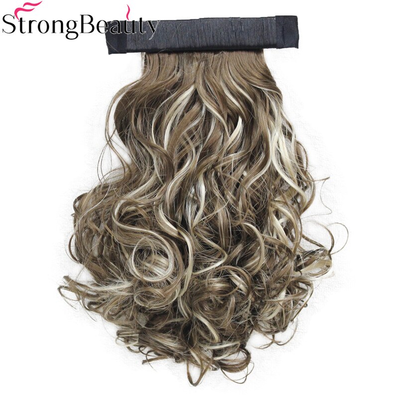 Coleta de pelo rizado, extensión de cabello medio largo sintético de belleza fuerte