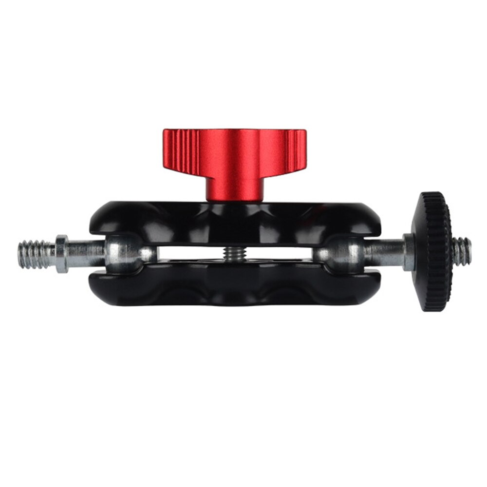 Multifunctional Ball Head Mount Mini Dual Ball Head Clamp with 1/4 Screw for DSLR Camera Monitor LED Light Flashlight