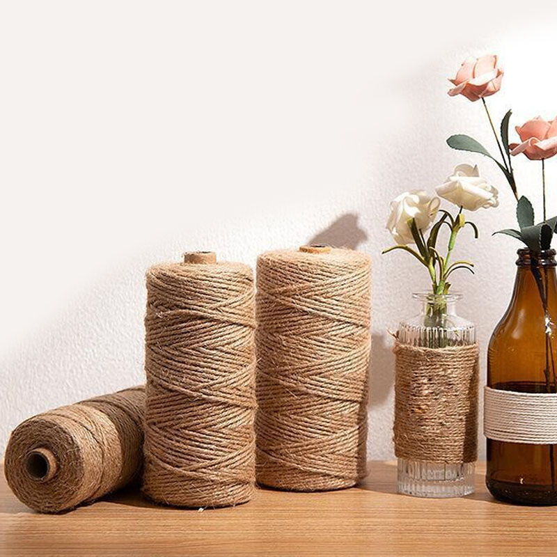 2MM naturalny sznurek jutowy wykończenie sznurka rzemiosło szycie ręcznie robione DIY rzemiosło pakowanie prezentów juta konopna ogrodnictwo dekoracja weselna