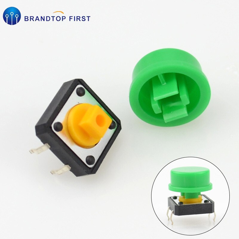 12x12x7.3 mm Tactile Switches Yellow Square Push Button Tact Switch 12*12*7.3 mm Micro Switches: Green