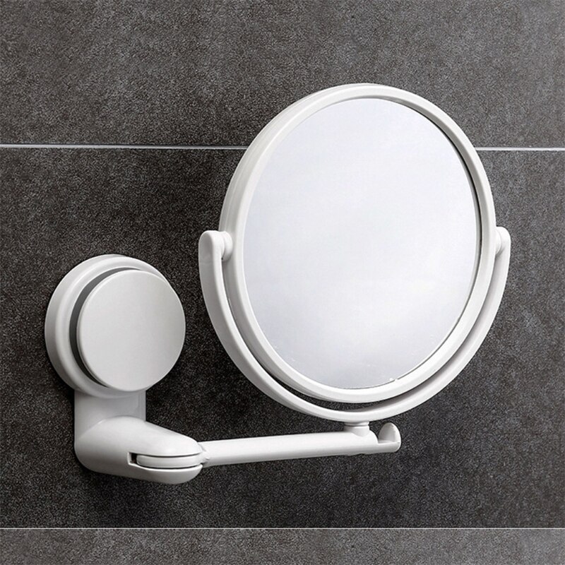 Folding Makeup Mirror Wall Mount Vanity Mirror Without Drill Swivel Bathroom Mirror Suction Folding Arm Extend Shaving Mirror