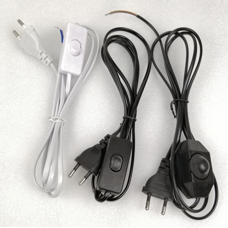 2 stk 60 watt lysdæmper lysomskifter stik strøm 1.8m ledning ledning kabel knap kontakt til led lampe bordlys eu stik