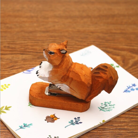 Grapadora creativa hecha a mano con de flamenco, Mini grapadora de madera con 3D de animales, se envía grapas, decoración de escritorio de aprendizaje para oficina: 18