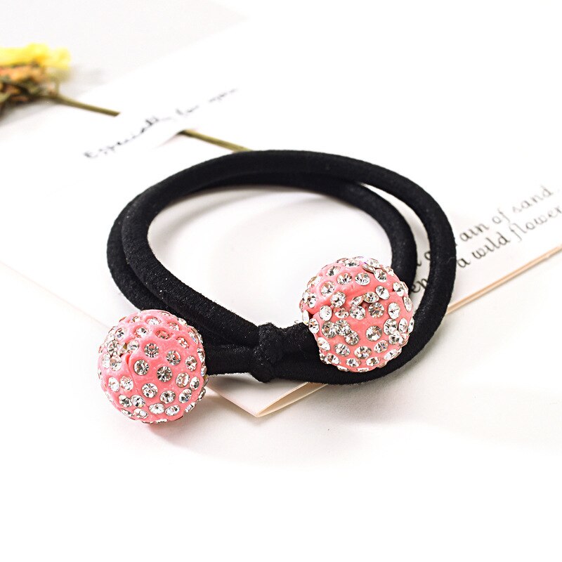 Elástico de cabelo para mulheres, acessórios femininos de cabelo de alta qualidade com strass, para rabo de cavalo: pink