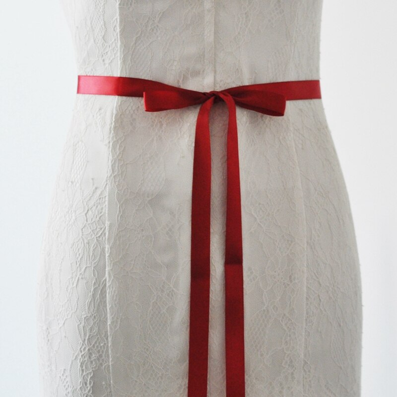 Luxe à la main couleur strass ceinture mariée mariage ceintures fleur Satin robe de mariée ruban ceinture demoiselle d&#39;honneur femmes habiller: Rouge