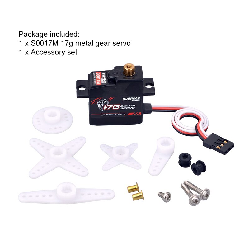 SURPASS Hobby S0017M 17g Metal Gear 1.8KG Digital Servo for RC Airplane Robot 1/18 1/16 Truck Car Boat Duct Plane: 17g Metal Gear