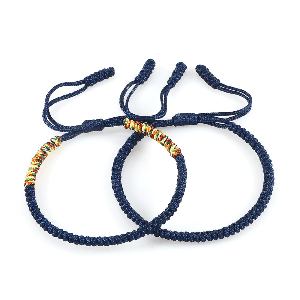 Glück Marine Blau Grün Farbe Handgemachte Briaded Knoten Armbänder Original Tibetischen Buddhistischen Armreifen Für Frauen Männer Weben Schmuck: einstellen 2