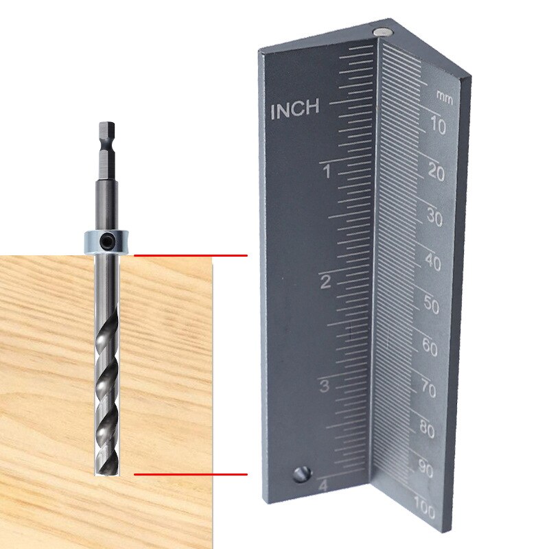 Zaagblad Hoogte Meten Heerser Aluminium Houtbewerking Boor Limiet Ring Locator Met Magneet