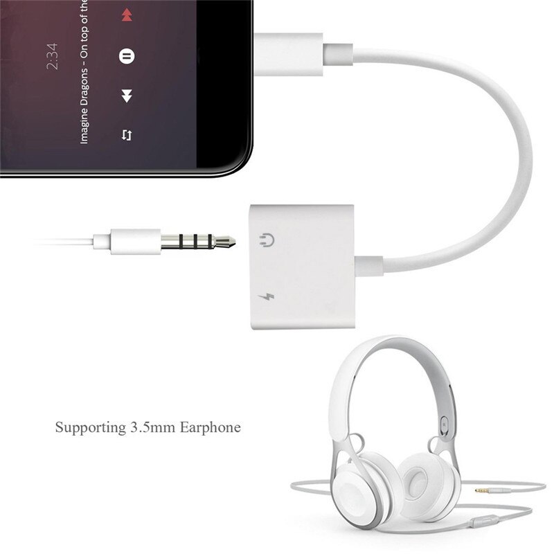 Voor Bliksem Naar 3.5Mm 2 In 1 Koptelefoon Audio Adapter Voor Iphone 7 8 Plus X Xs Charger Cable mobiele Telefoon Aux Dual Jack Splitter