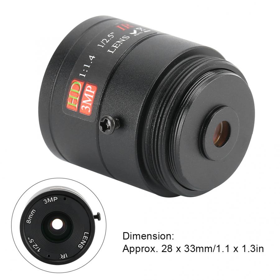 8mm Focal Length Camera Lens 3MP High Definition Wide Field Angle Security CCTV