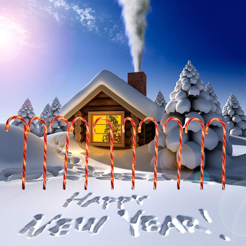 Christmas Candy Cane Solar energy Lights Year Lights Outdoor Garden Christmas Decoration Xmas Candy Cane Light