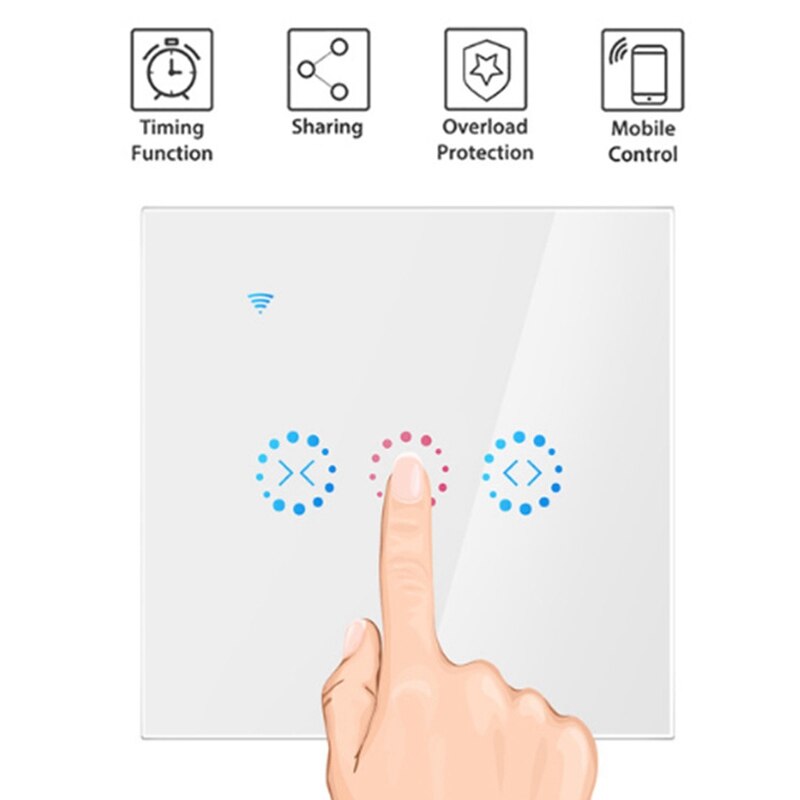 App Wifi Press Switch Roller Shutter Switch Blinds Curtain Switch Alexa -White: Default Title