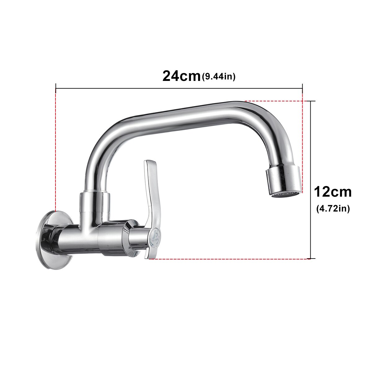 Copper Wall Mount Kitchen 360 Rotating 20cm Basin Sink Faucet Single Handle Cold Tap Basin Sink