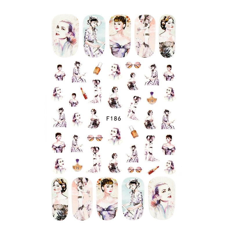 Nail Sticker DIY Retro Personality Pattern Flower Bunny Nail Decoration Sticker Marilyn Monroe Nail Sticker: 12-A140022