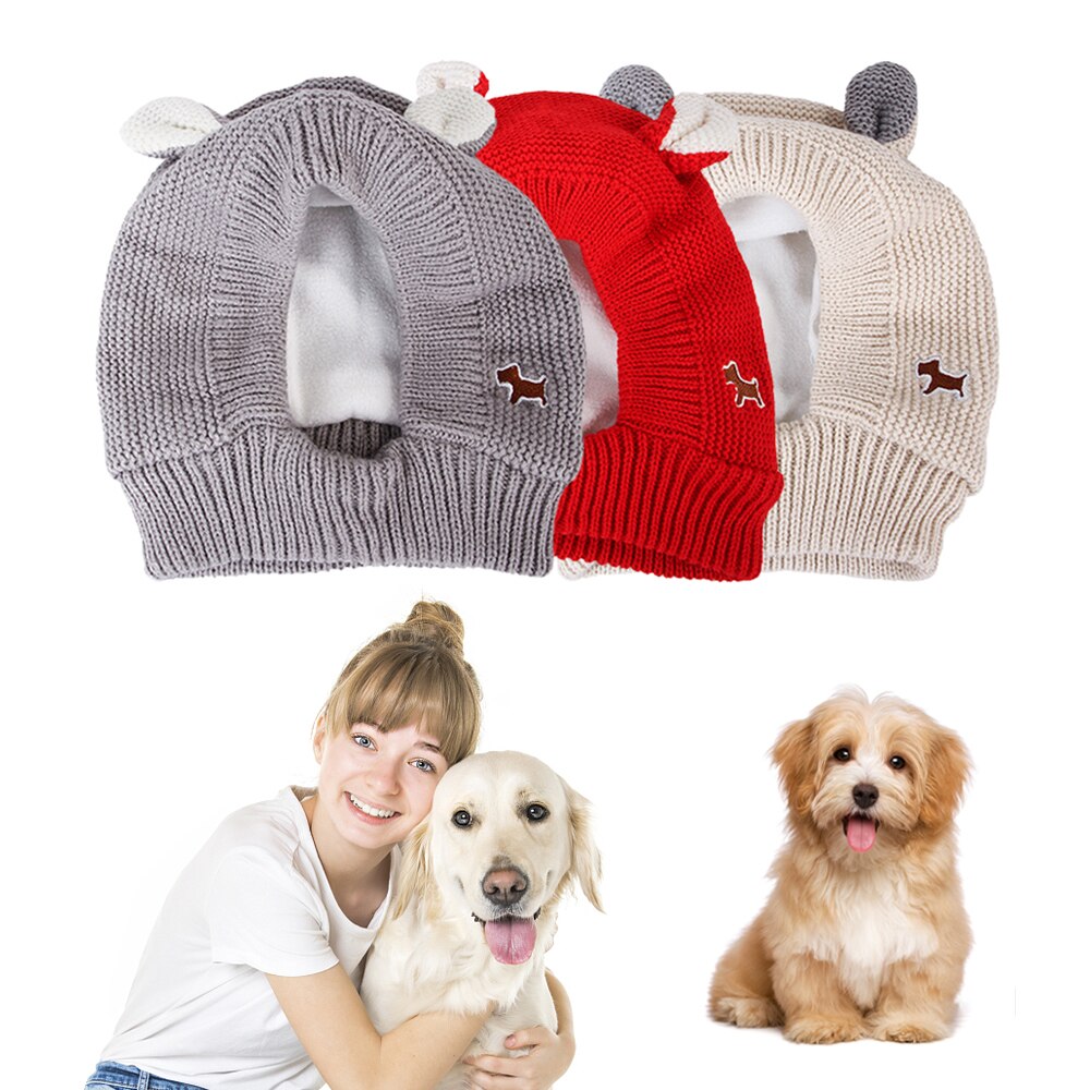 1 stücke Weihnachten Kleidung Hund Hüte Winter Warme Gestrickte Haustier Hunde Hüte Lustige Katze Hund Kleidung Zubehör Haustier Kleid Bis