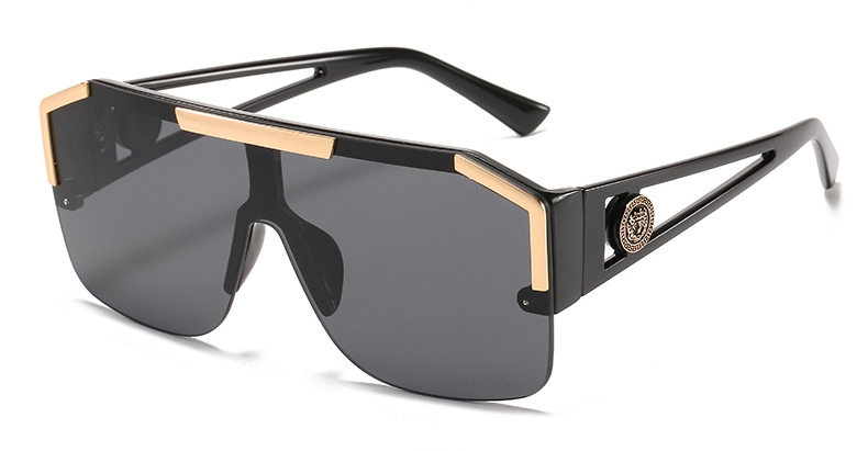 One piece fyrkantiga solglasögon kvinnor lyxmärke stora bågar platta solglasögon damer överdimensionerade glasögon oculos de sol: Blå